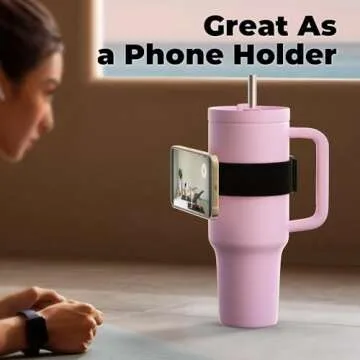 Water Bottle Accessories for Stanley Cup 30 oz 40 oz Tumbler with Handle Owala FreeSip Water Bottle 32oz 40 oz, Magnetic Phone Holder Strap for Magsafe Gym Exercise to Hold Keys and Cell Phone