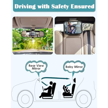 Zacro Baby Car Mirror, Shatter-Proof Acrylic Baby Mirror, Rearview Baby Mirror-Easily to Observe The Baby's Every Move, Rear Facing Car Seat Mirror Safety and 360 Degree Adjustability