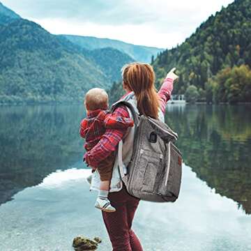 yookee home Large Diaper Bag, Backpack for Twins or Two Kids, Expandable Baby Diaper Bag for Mom Dad, Extra Large Travel Diaper Backpack with USB Charging Port, Portable Changing Pad, Stroller Straps