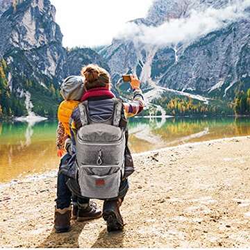 yookee home Large Diaper Bag, Backpack for Twins or Two Kids, Expandable Baby Diaper Bag for Mom Dad, Extra Large Travel Diaper Backpack with USB Charging Port, Portable Changing Pad, Stroller Straps