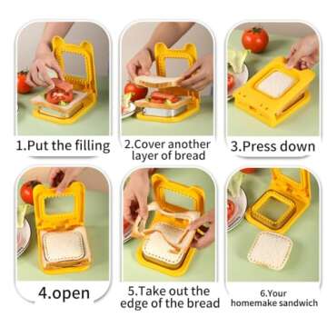 CHICHAUS Sandwich Cutter and Sealer, Square Pocket Sandwiches Cutter Uncrustables Maker, Sandwich Cutters for kids love lunchables (Red)
