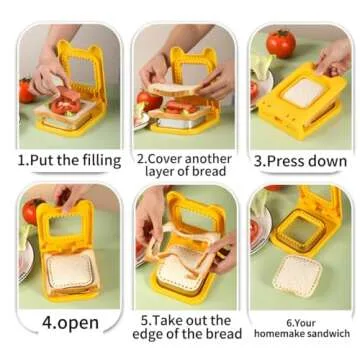 CHICHAUS Sandwich Cutter and Sealer, Square Pocket Sandwiches Cutter Uncrustables Maker, Sandwich Cutters for kids love lunchables (Red)