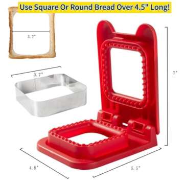 CHICHAUS Sandwich Cutter and Sealer, Square Pocket Sandwiches Cutter Uncrustables Maker, Sandwich Cutters for kids love lunchables (Red)