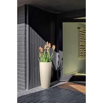 Veradek Mason Series Vega Planter - Round Tall Planter for Indoor or Outdoor Porch/Patio | Made from Plastic & Concrete with Drainage Holes | Modern Décor for, Flowers, Interior Plants