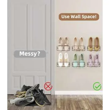 PrimZooty Wall Mounted Shoe Rack 4Pack, with Sticky Hanging Strips, Metal Wall Shoe Storage, Hanging Shoe Organizer for Wall/RV/Door
