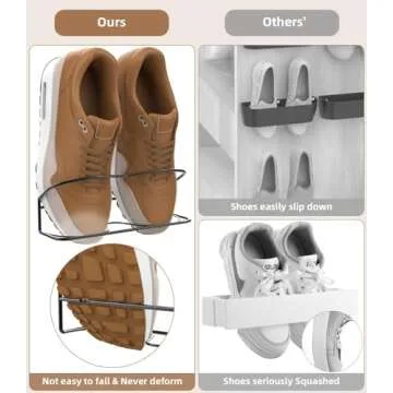 PrimZooty Wall Mounted Shoe Rack 4Pack, with Sticky Hanging Strips, Metal Wall Shoe Storage, Hanging Shoe Organizer for Wall/RV/Door