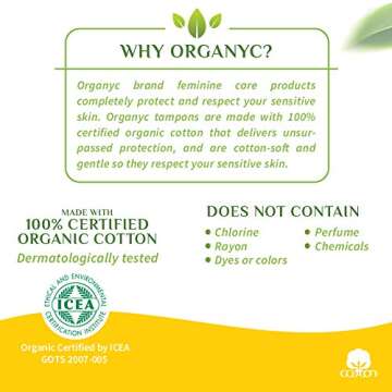 Organyc 100% Certified Organic Cotton Tampons, Plant-Based Eco-Applicator, Regular Flow, 16 Count(Pack of 1)
