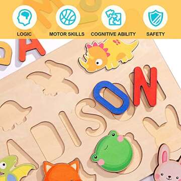 Personalized Name Puzzle for Baby - Personalized Boby Gifts Selection of Wooden Supports and Elements - Preschool Pegged Puzzles Easter Gifts for Kids 1st Birthday Gift for Boy and Girl