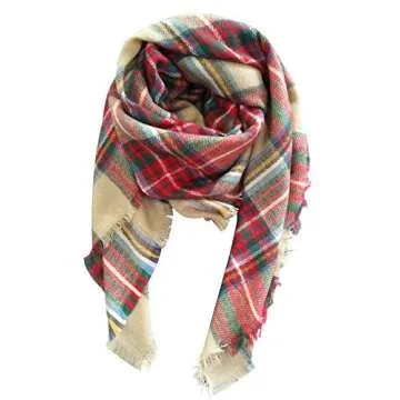 MOTINE Tartan Blanket Scarf - Stylish Winter Pashmina Wrap