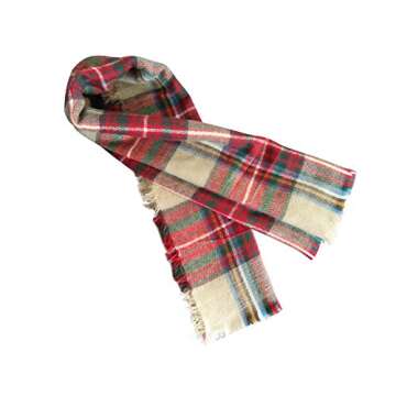 MOTINE Tartan Blanket Scarf Stylish Winter Warm Pashmina Wrap Shawl for Women (Light Khaki)