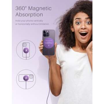 YLLZI Magnetic Wireless Charger for iPhone 15 14 13 12 Pro Max Plus Mini,for Airpods 3/2/Pro,Fast Charging Pad,Purple