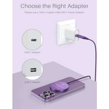 YLLZI Magnetic Wireless Charger for iPhone 15 14 13 12 Pro Max Plus Mini,for Airpods 3/2/Pro,Fast Charging Pad,Purple