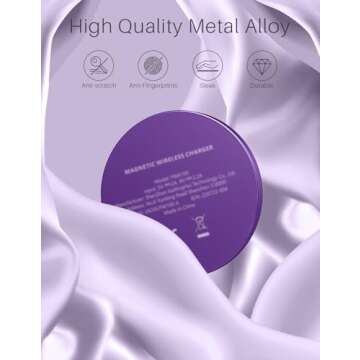 YLLZI Magnetic Wireless Charger for iPhone 15 14 13 12 Pro Max Plus Mini,for Airpods 3/2/Pro,Fast Charging Pad,Purple