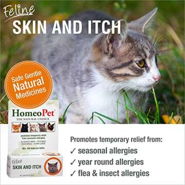 HomeoPet Feline Skin and Itch, Safe and Natural Cat Supplement for Itchy Skin, Skin and Itch Relief ...