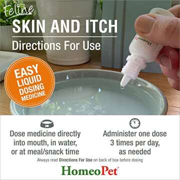 HomeoPet Feline Skin and Itch, Safe and Natural Cat Supplement for Itchy Skin, Skin and Itch Relief for Cats, 15 Milliliters