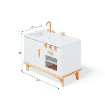 Be Mindful Play Kitchen for Boys and Girls in White and Natural