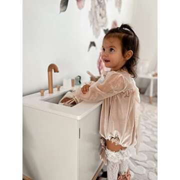 Be Mindful Play Kitchen for Boys and Girls in White and Natural
