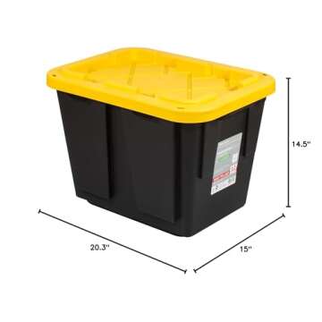Office Depot® Brand by Greenmade® Professional Storage Totes, 12-Gallon, Black/Yellow