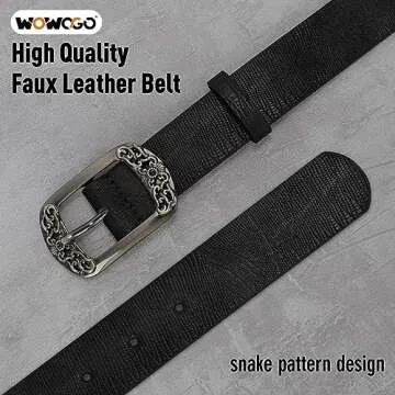 WOWOGO Vintage Flower Womens Leather Belt for Jeans Dress Fashion Waist Belt Ladies Belts with Black Gold Buckle