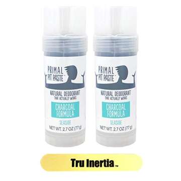 Primal Pit Paste Charcoal Formula Seaside Deodorant Pack of 2 Aluminum Free, Baking Soda Free, and Paraben Free