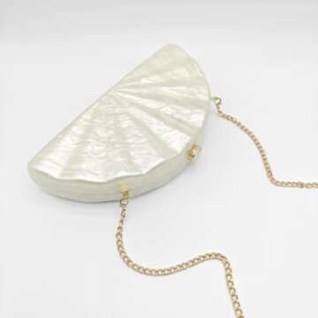 Acrylic Clutch Half Round Shaped Acrylic Bag Luxury Marble Evening Purses for Women Glitter Handbag for Wedding Cocktail Party Prom New 2024