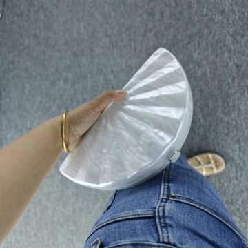 Acrylic Clutch Half Round Shaped Acrylic Bag Luxury Marble Evening Purses for Women Glitter Handbag for Wedding Cocktail Party Prom New 2024