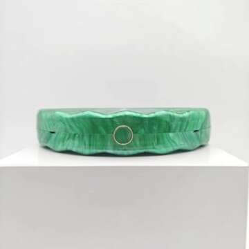 Acrylic Clutch Half Round Shaped Acrylic Bag Luxury Marble Evening Purses for Women Glitter Handbag for Wedding Cocktail Party Prom New 2024