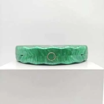 Acrylic Clutch Half Round Shaped Acrylic Bag Luxury Marble Evening Purses for Women Glitter Handbag for Wedding Cocktail Party Prom New 2024