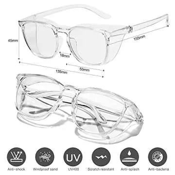 Zoldag Safety Glasses Anti Fog Safety Goggles for Nurses,Blue Light Blocking Glasses Protective Eyewear for Women Nurses