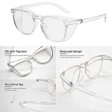 Zoldag Safety Glasses Anti Fog Safety Goggles for Nurses,Blue Light Blocking Glasses Protective Eyewear for Women Nurses