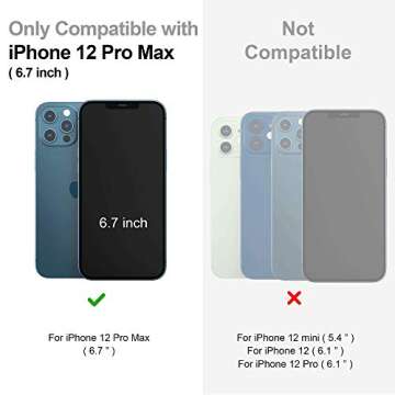 SURPHY Designed for iPhone 12 Pro Max Case 6.7 inch, Premium Faux Leather Phone Case (with Metallic ...