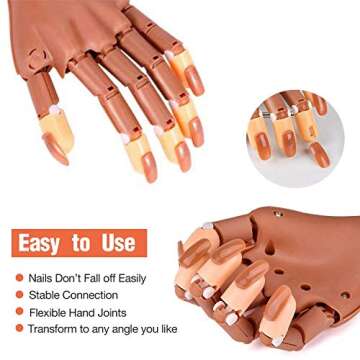 Nail Training Practice Hand with 200 PCS Nails - Ideal For Nail Art! Flexible Movable False Hands fo...