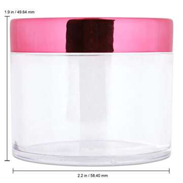 Beauticom 2 oz./ 60 Grams/ 60 ML Thick Wall Round Clear Plastic LEAK-PROOF Jars Container with ROSE ...