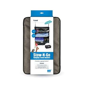 Stow-N-Go Travel Luggage Organizer and Packing Cube Space Saver With Built In Hanging Shelves and Laundry Storage Compartment. Save Room In Suitcases, Reduce Wrinkles and Never Unpack Clothes Again