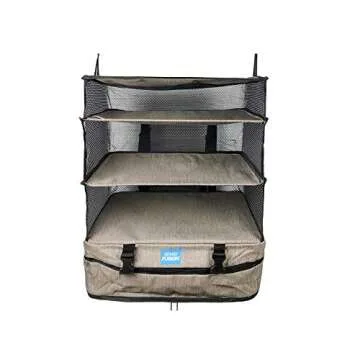 Stow-N-Go Travel Luggage Organizer and Packing Cube Space Saver With Built In Hanging Shelves and Laundry Storage Compartment. Save Room In Suitcases, Reduce Wrinkles and Never Unpack Clothes Again