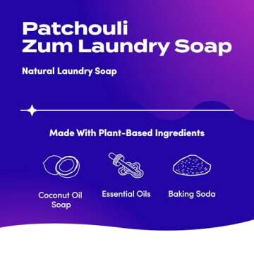 Indigo Wild Zum Clean Laundry Soap - Plant-Based Liquid Laundry Soap - Contains Baking Soda, Essential Oils & Saponified Coconut Oil - Patchouli Scent - 64 fl oz