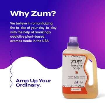Indigo Wild Zum Clean Laundry Soap - Plant-Based Liquid Laundry Soap - Contains Baking Soda, Essential Oils & Saponified Coconut Oil - Patchouli Scent - 64 fl oz