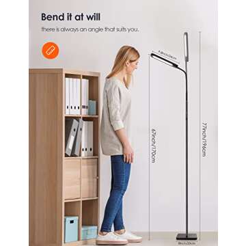ALongDeng LED Floor Lamp, Dimmable Floor Lamps with Remote, Adjustable 3000K-6500K Colors & 5 Brightness Levels Standing Lamp, Adjustable Height Flexible Gooseneck, for Living Room, Bedroom, Office