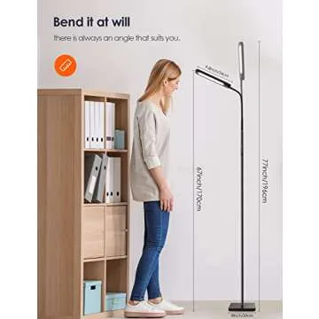 ALongDeng LED Floor Lamp, Dimmable Floor Lamps with Remote, Adjustable 3000K-6500K Colors & 5 Brightness Levels Standing Lamp, Adjustable Height Flexible Gooseneck, for Living Room, Bedroom, Office