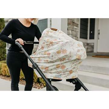 Copper Pearl Multi-Use Cover: Car Seat Covers, Nursing Cover, and Stroller Cover for Sun - Stretchy Fabric, All-Season Use, Stylish Designs, Easy Access for Moms - Ferra