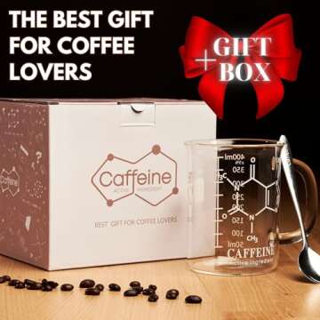 Caffeine Beaker Mug 17 oz (500ml) with Metal Spoon - Chemistry Mug - Borosilicate Glass Coffee Mugs ...