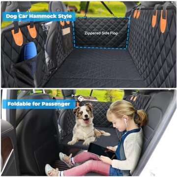 URPOWER Back Seat Extender for Dogs, Dog Car Seat Cover Hard Bottom Holds 400 lbs, Waterproof Dog Hammock for Car Pet Backseat Protector with Mesh Window, Large Space Dog Travel Bed for Car & SUV