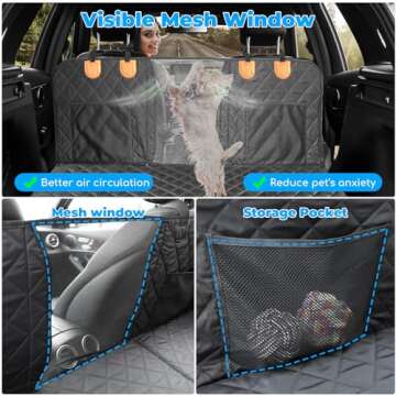 URPOWER Back Seat Extender for Dogs, Dog Car Seat Cover Hard Bottom Holds 400 lbs, Waterproof Dog Hammock for Car Pet Backseat Protector with Mesh Window, Large Space Dog Travel Bed for Car & SUV