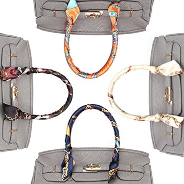 Pibupibu 8 Packs Narrow Handbag Handle Wrap Ribbon Neckerchief Scarf for Women (Chain)