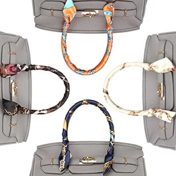 Pibupibu 8 Packs Narrow Handbag Handle Wrap Ribbon Neckerchief Scarf for Women (Chain)