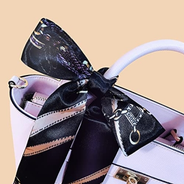 Pibupibu 8 Packs Narrow Handbag Handle Wrap Ribbon Neckerchief Scarf for Women (Chain)