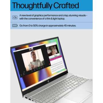 HP Pavilion 15 Laptop, 12th Generation Intel Core i7-1255U Processor, 16 GB RAM, 512 GB SSD, 15.6" Full HD Display, Windows 11 Pro, Fingerprint Reader, Wi-Fi & Bluetooth, HD Webcam (15-eg2025nr 2022)