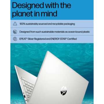 HP Pavilion 15 Laptop, 12th Generation Intel Core i7-1255U Processor, 16 GB RAM, 512 GB SSD, 15.6" Full HD Display, Windows 11 Pro, Fingerprint Reader, Wi-Fi & Bluetooth, HD Webcam (15-eg2025nr 2022)