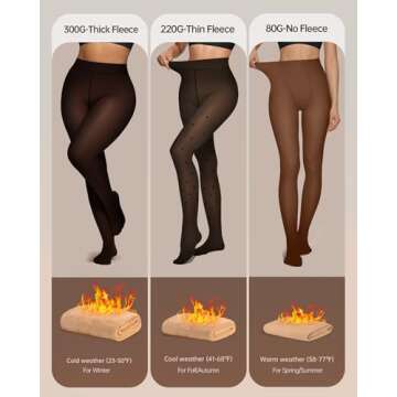 OEAK Womens Fleece Lined Tights Fake Translucent Pantyhose Thermal Opaque High Waisted Winter Legging Footed Sheer Tights 220g Fake Translucent Black Heart S/M