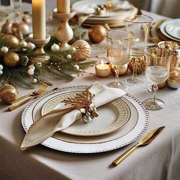 UOEKCS White Charger Plates - Set of 6 Vintage Elegance